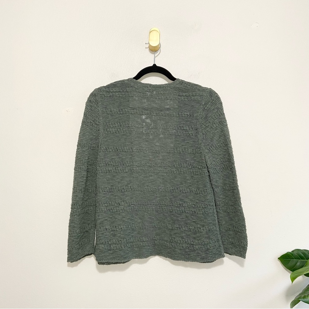 J. Jill Ivy Green Openwork Knit Long Sleeve Open Front Cardigan NWT - Picture 5 of 9